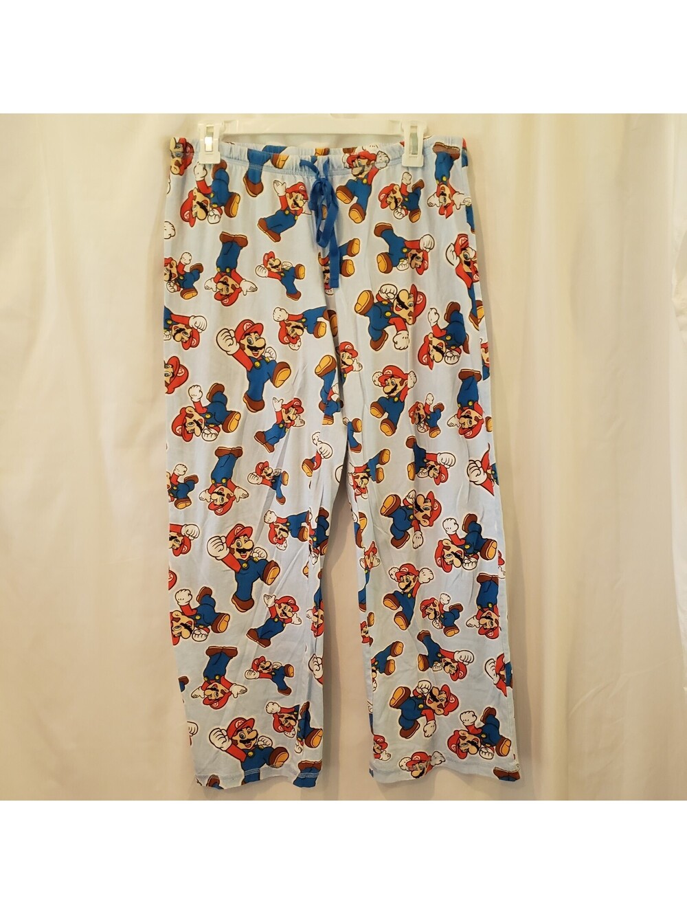 Super Mario Lounge Pajama Pants Women's Large Light Blue Nintendo New No Tags